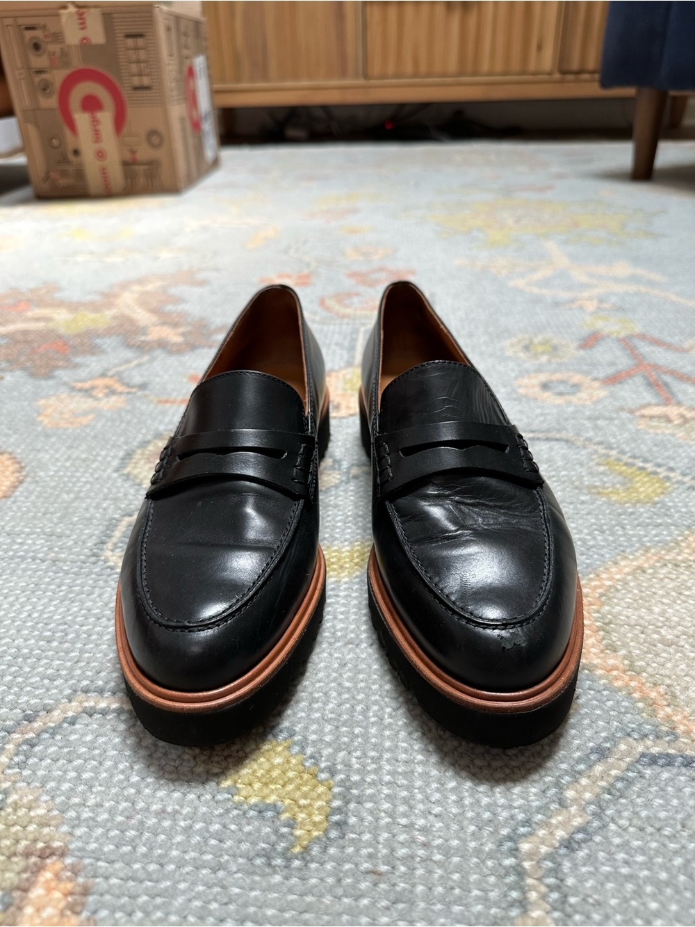 Paul Green Black Leather Women's Carmel Penny Loafers